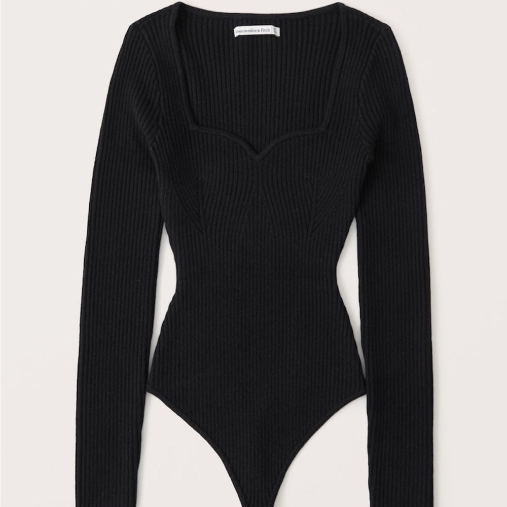 Abercrombie & Fitch Black Ribbed Fitted Bodysuit